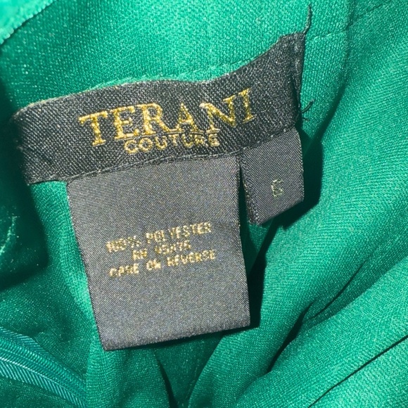 Terani Couture Embellished Dark Green Strapless Maxi Dress Sz 6 - Picture 2 of 13